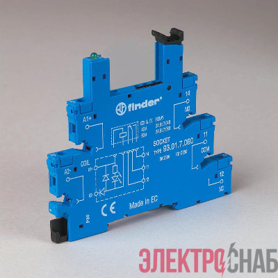 Розетка с винт. клеммами (с зажимной клетью) для реле 34 серии 240В AC/DC в комплекте пластик. клипса опции: LED FINDER 93010240