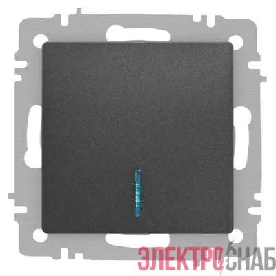 Выключатель 1-кл. СП Accent 6-102-07 10А IP20 250В с подсветкой AL/CU графит Intro Б0063434