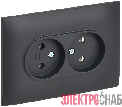 Розетка 2-м SKANDY 10А без заземл. без защ. шторок в сборе SK-R10T титан IEK SK-R20-10-K48-F
