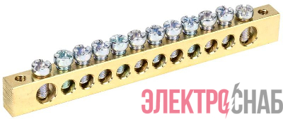 Шина PEN "земля-ноль" 8х12мм 12/2 (12групп/крепеж по краям) IEK YNN21-12-100