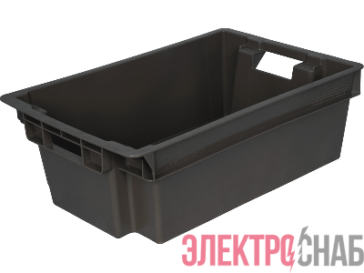 Ящик п/э мясной сплошной 600х400х200 цв. чёрный 206 206
