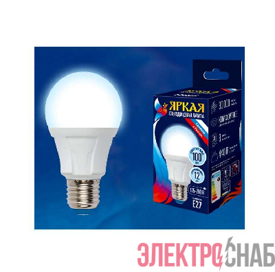 Лампа светодиодная LED-A60 12W/DW/E27/FR PLP01WH Яркая 12Вт грушевидная матовая 6500К холод. бел. E27 (упак. картон) Uniel UL-00002005