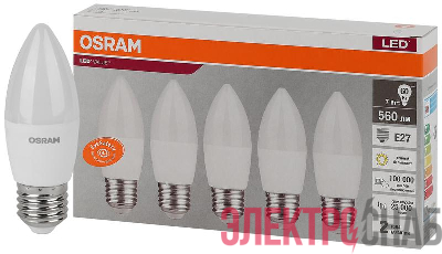 Лампа светодиодная LED Value LVCLB60 7SW/830 7Вт свеча матовая E27 230В 2х5 RU (уп.5шт) OSRAM 4058075578012