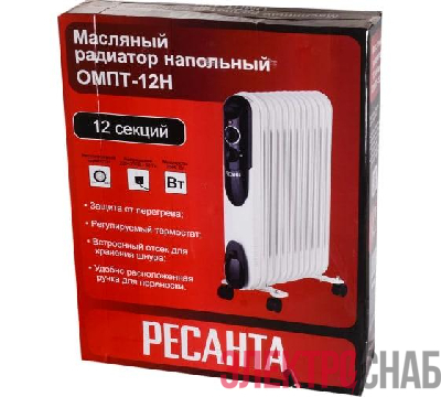 Радиатор масляный 2500Вт ОМПТ-12Н Ресанта 67/3/5