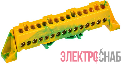 Шина PE "земля" в комб. изол. "Стойка" 6х9-15-ЖЗ TEKFOR IEK TF-NN10-15-DP-K52