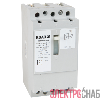 Выключатель автоматический 3п 2.5А 12Iн 0.5кА АЕ2043М-100 У3 400В AC КЭАЗ 104567
