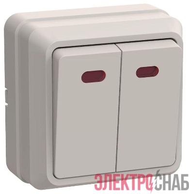 Выключатель 2-кл. ОП Октава 10А IP20 ВС20-2-1-ОКм с индикацией крем. GENERICA EVO21-K33-10-DC