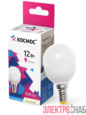 Лампа светодиодная GL45 12Вт 3000К E14 1070лм 174-265В КОСМОС LkeLED12wGL45E1430