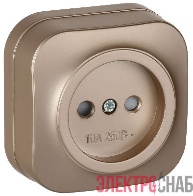 Розетка ОП GLORY РСш20-2-ХШм 10А без заземл. защ. шторки шампань матов. IEK ERH13-K37M-10