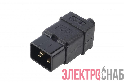 Разъем CON-IEC320C20 прямой IEC 60320 C20 220В 16А на кабель контакты на винтах (плоск. выступающ. штырев. контакты в пласт. обрамл.) Hyperline 54435