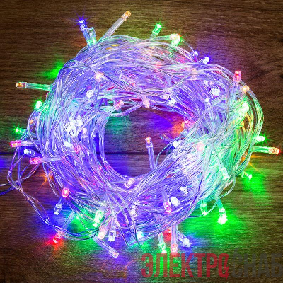 Гирлянда светодиодная "Твинкл Лайт" 10м 80LED мультиколор 5.7Вт IP20 провод ПВХ прозр. Neon-Night 303-189