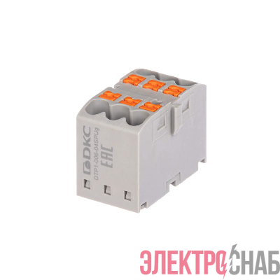 Блок распределительный зажим push-in 6 точек подключения 25кв.мм сер. DKC DTP1-006-04SPUG