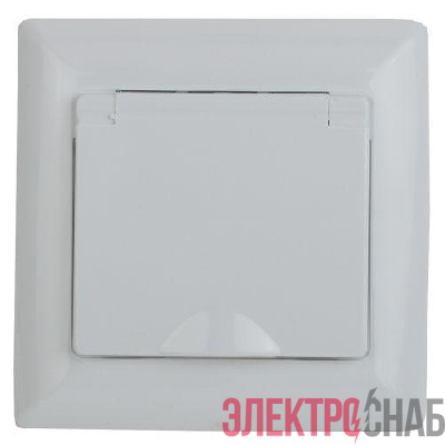 Розетка 1-м СП Solo 16А 250В IP44 2P+E Schuko защ. шторки с крышкой бел. Intro Б0043361