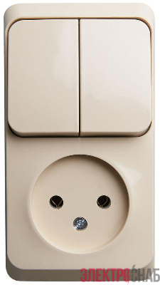 Блок ОП Этюд (1-м розетка без заземл. + 2-кл. выкл.) крем. SE BPA16-205K