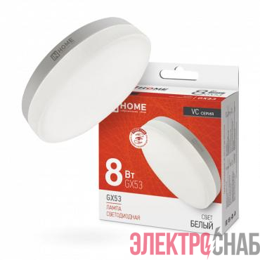 Лампа светодиодная LED-GX53-VC 8Вт таблетка 4000К нейтр. бел. GX53 760лм 230В IN HOME 4690612020730