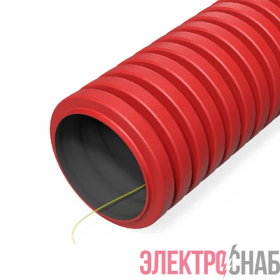 Труба гофрированная двустенная ПНД гибкая d40мм с протяжкой SN29 450 красн. (уп.50м) Промрукав PR15.0253