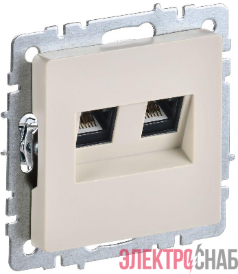 Розетка двойная СП RJ11+RJ45 кат.5E BRITE РК/Т12-БрКр механизм беж. IEK BR-KT20-O-1-K10
