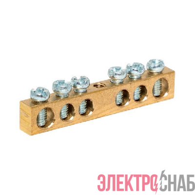 Шина PEN "ноль-земля" 6х9 6 отвер. латунь крепеж по центру розн. стикер PROxima EKF sn0-63-06-r