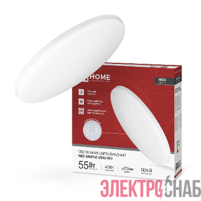 Светильник светодиодный NEO SIMPLE-5540-WH 55Вт 4000К 4400лм 230В 375х59мм бел. IN HOME 4690612060811