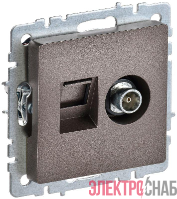 Розетка компьютерная + телевизионная 2-м Brite РТВ/РК12-БрТБ RJ45 кат.5E + TV механизм бронза IEK BR-AK20-1-K45