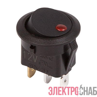 Выключатель клавишный круглый 12В 20А (3с) ON-OFF черн. подсветка красн. (RWB-215 MIRS-101Е-8С/D) Rexant 36-2580