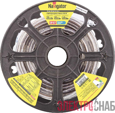 Лента светодиодная 14 513 NLS-3528B60-4.8-IP67-220V (уп.20м) Navigator 14513