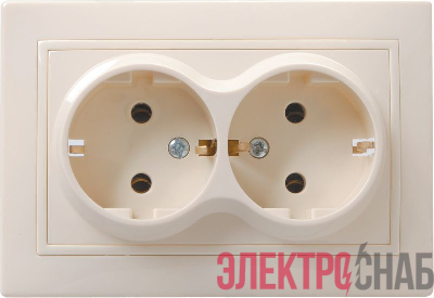 Розетка 2-м СП Кварта РС12-3-ККм 16А IP20 с заземл. без защ. шторок крем. GENERICA ERK24-K33-16-DM