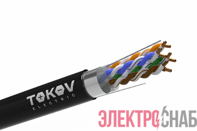 Кабель витая пара F/UTP 4х2х24AWG(0.48мм) кат.5E PE outdoor Fluke tested 305м (м) TOKOV ELECTRIC TKE-C05-F/UTP-42-5E-305-OD