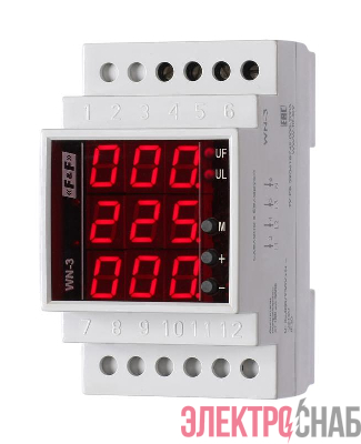 Указатель напряжения WN-3 (трехфазный; 20-450В отображает фазные или линейные напряжения; цифровая индикация; память миним. и макс. значения напряжения 3 мод. монтаж на DIN-рейке) F&F EA04.007.007