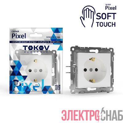 Розетка 1-м СП Pixel 16А IP20 с заземл. механизм айс TOKOV ELECTRIC TKE-PX-R1Z-C34