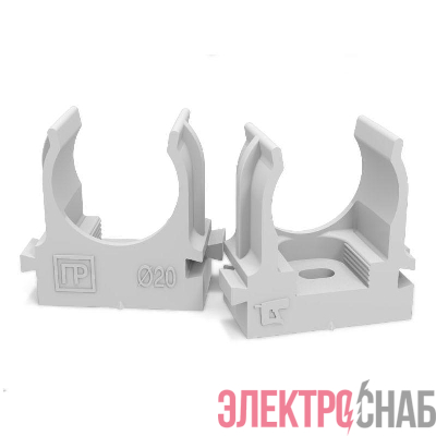 Держатель для труб (клипса) d20мм для монтажн. пистолета сер. в п/э Промрукав PR13.0120