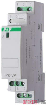 Реле промежуточное PK-2P/Un (монтаж на DIN-рейке 35мм 24В AC/DC 2х8А 2P IP20) F&F EA06.001.008