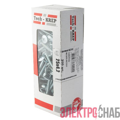Саморез для тонкого метал. листа 4.2х25 (уп.200шт) коробка Tech-Krep 102141