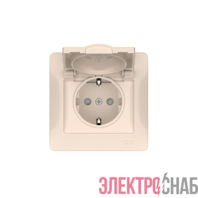 Розетка Glossa 16А IP20 с заземл. защ. шторки с крышкой быстрозажим. клем. в сборе беж. SE GSL000246S