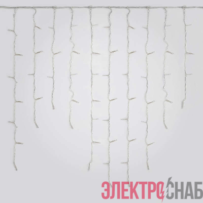 Гирлянда светодиодная "Бахрома" ULD-B1805-048/DTA WHITE IP20 1.8м 48LED бел. с контроллером провод прозр. Uniel UL-00005275