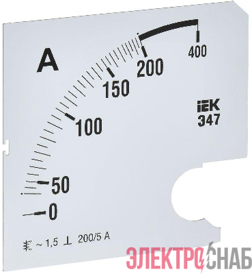Шкала сменная для амперметра Э47 200/5А-1.5 96х96мм IEK IPA20D-SC-0200