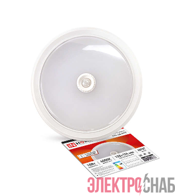 Светильник светодиодный СПБ-2Д-КРУГ 10Вт 4000К 800лм 230В 155мм с датчиком бел. IN HOME 4690612020686