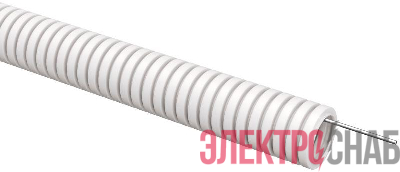 Труба гофрированная ПВХ d25мм с протяжкой бел. (уп.50м) ELASTA IEK ET-TG21-121-025-050-K01