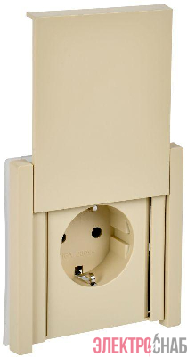Розетка СП FORTE&PIANO 16А IP44 FP421 с заземл. защ. шторки с крышкой винт. крепл. ваниль IEK FP-R16-16-44-K10
