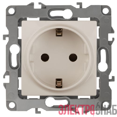 Розетка 1-м СП Эра12 12-2102-02 16А IP20 16AX 250В 2P+E Schuko защ. шторки механизм сл. кость Эра Б0014688
