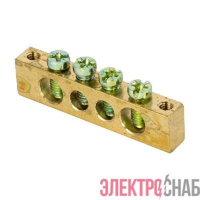Шина PEN "ноль-земля" 6х9 4 отвер. латунь крепеж по краям PROxima EKF sn0-63-04-k