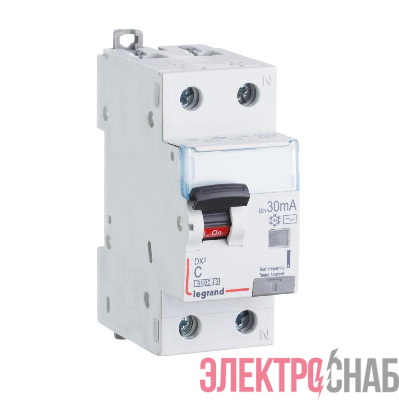 Выключатель автоматический дифференциального тока 2п (1P+N) C 25А 30мА тип AC 6кА DX3 2мод. Leg 411004
