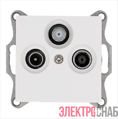 Розетка телевизионная оконечная TV + FM + SAT 3-м Ф9.5мм механизм бел. глянцевый Jasmart G6206W