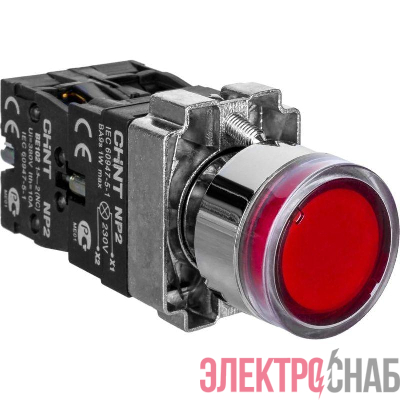 Кнопка управления NP2-BW3465 1НО+1НЗ красн. AC/DC 230В(LED) IP40 CHINT 574267