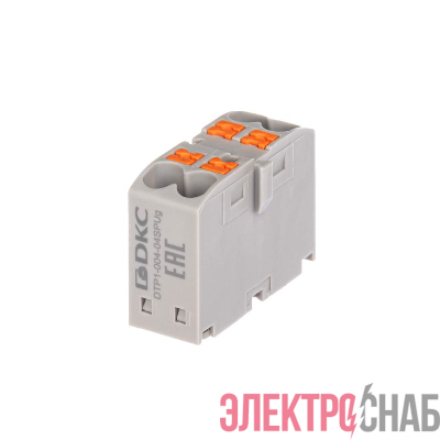 Блок распределительный зажим push-in 4 точки подключения 25кв.мм сер. DKC DTP1-004-04SPUG