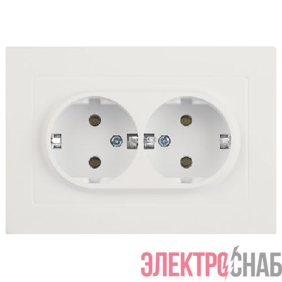 Розетка 2-м СП Accent 6-205-01М 16А IP20 250В 2P+E Schuko AL/CU бел. матов. Intro Б0063487