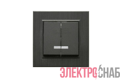 Выключатель 2-клав. с подсветкой Karea LINE STAR дым. металлик Makel 86050023