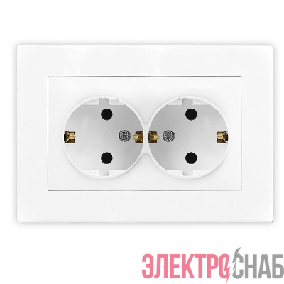 Розетка 2-м СП Афина 16А IP20 с заземл. в сборе бел. Universal A0128