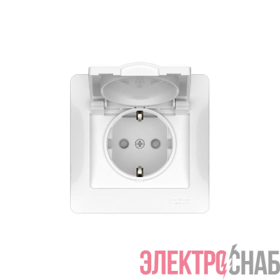 Розетка Glossa 16А IP20 с заземл. защ. шторки с крышкой быстрозажим. клем. в сборе бел. SE GSL000146S