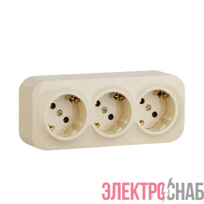 Розетка 3-м ОП Quteo 16А IP20 250В 3х2P+E с заземл. защ. шторки сл. кость IEK 782268